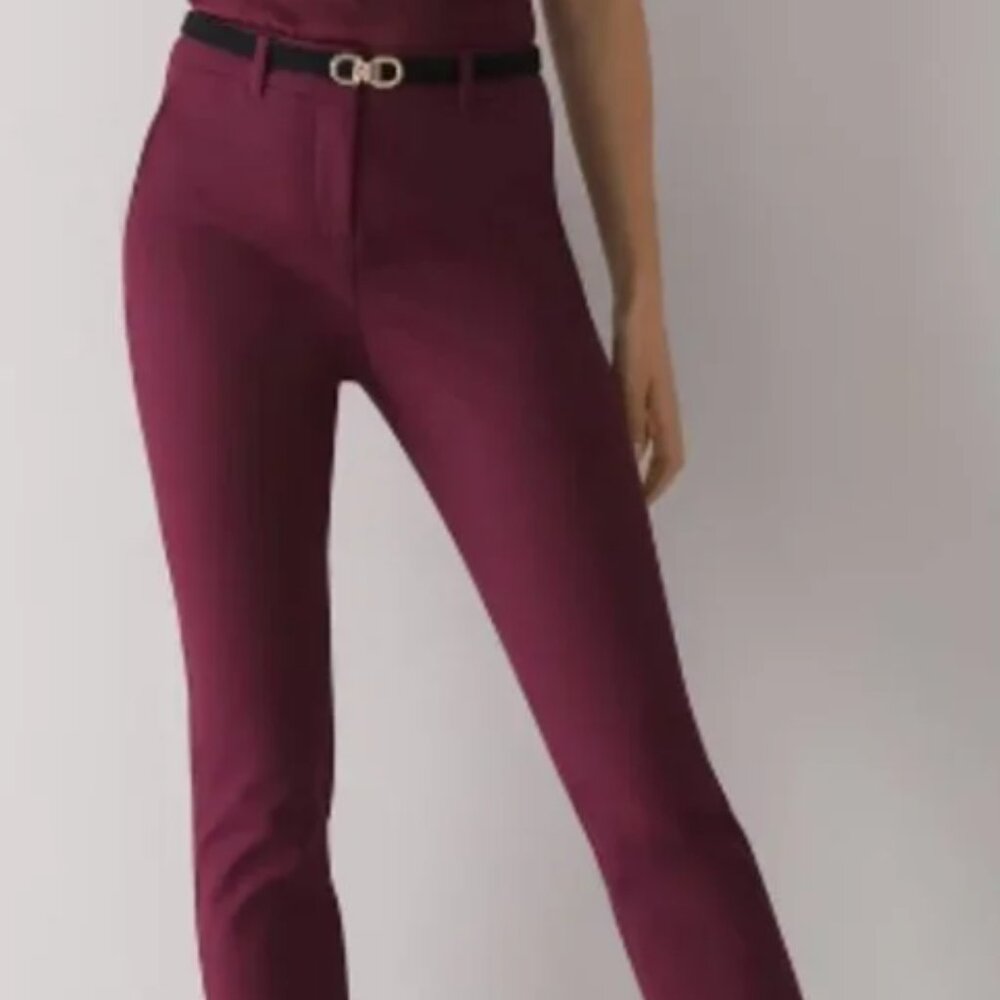 White House Black Market The Slim Ankle Pants Burgundy Size 14 Long Tall